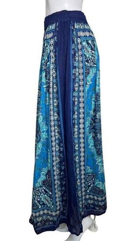 Studio West  Skirt Womens Small Blue Printed A-Line Casual Boho Bohemian Hippie