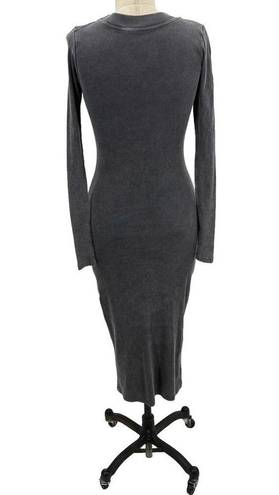 Young Fabulous and Broke  YFB Dax Gray Acid Wash Ribbed Knit Bodycon Dress Size XS