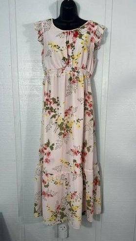 Isabel Maternity  Pink Floral Maxi Dress Size Medium EUC