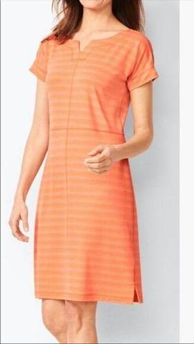 Talbots T By  Orange Striped Textured Terry Cloth Knee Length Shirt Dress Size S