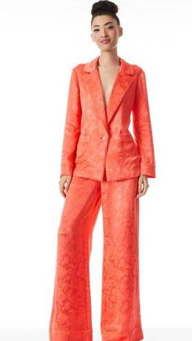 Alice + Olivia  Shanda Jacquard Satin Pajama Blazer Coral Orange Womens Small