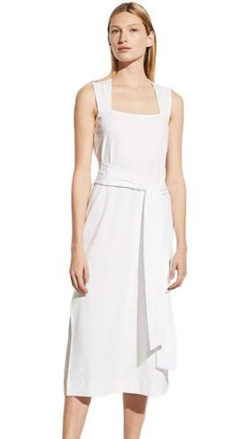 Vince  Sleeveless Pima Cotton Midi Faux Wrap 
Dress In Optic White Size L NWT