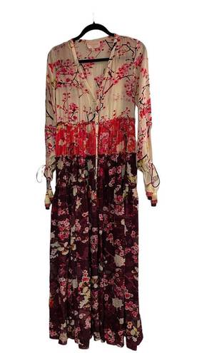 Rococo  Sand Floral Maxi Dress Colorful Silk