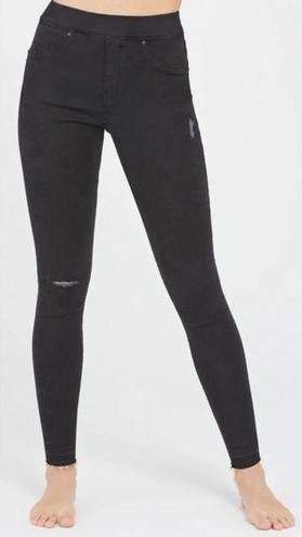 Spanx  Vintage Black High Rise Distressed Denim Legging Size Large NWT