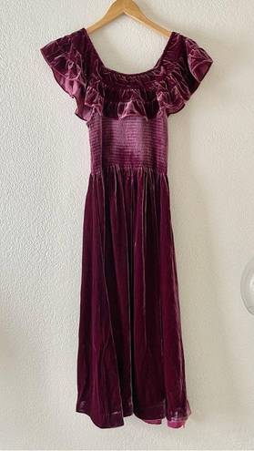 Hill House  Home NWT Burgundy Velvet Akilah Nap Dress Midi Size Small