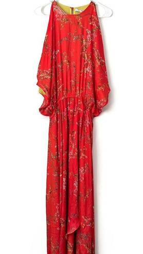 Alexis  Red Cold Shoulder Angia Floral Crepe Maxi Dress Sz S