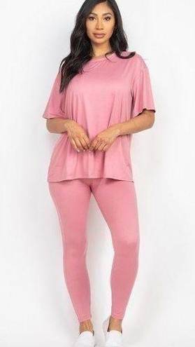 Solid Top And Bottom Set Pink Size L