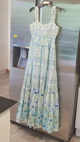 Rococo 💕 SAND💕 Elan Maxi Dress ~ Green Blue Floral Print 100% Cotton  Small NWT