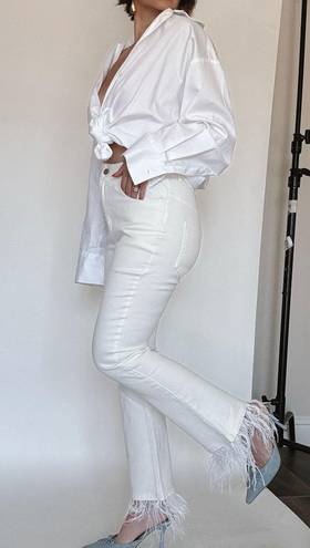 Lulus Feather Hem White Jeans