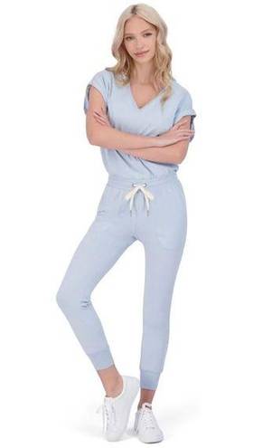 n:philanthropy NWT  Short Sleeve Cotton V-neck Jumpsuit Light Blue Medium