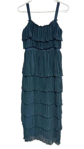 Cinq à Sept NEW  Elaine Ruffle Tier Midi Dress Indigo Blue