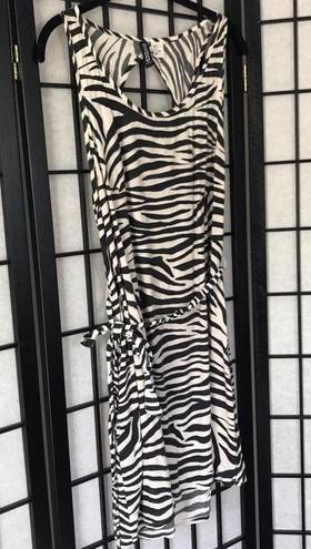 Divided Zebra Animal Print Dress Black White Medium