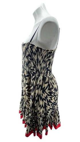 Juicy Couture  Women’s Navy Abstract Sleeveless Smocked Fit & Flare Dress XL