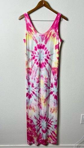 Young Fabulous and Broke  Tulla Column Dress in Pink Anemone Wash Tie Dye Womens M