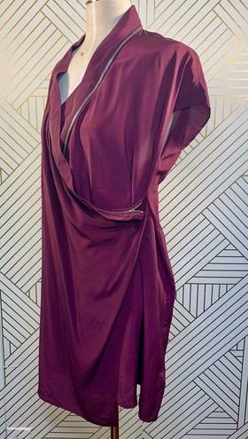 ALLSAINTS  Adria Silk Zipper Dress in Deep Burgundy