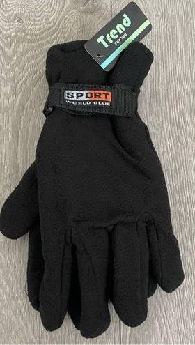 Trend Black Ski Gear Fleece Sporty Winter Gloves