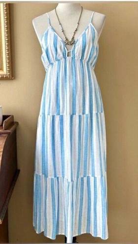 Rails  NWT Avril Gibson Stripe Midi Spaghetti Strap Linen Dress Blue/White Large