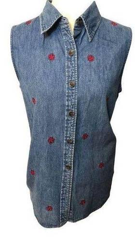 Marsh Landing Vintage  denim sleeveless blouse