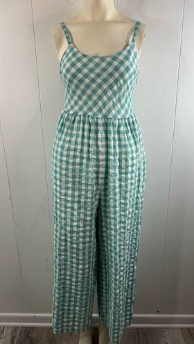 Nordstrom  NWT gingham checkered jumpsuit with tie back in Green wasabi. Size S.