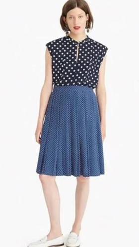 J.Crew NWT  Double Pleated Midi Blue Polka Dot Skirt size 12