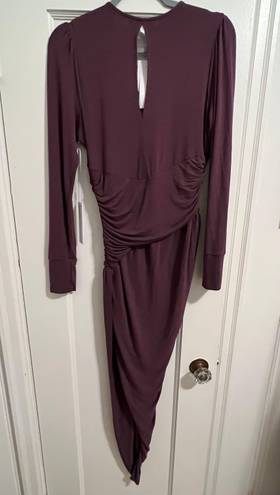 Young Fabulous and Broke  GENESIS Long Sleeve Side Slit Maxi DRESS in Jam Purple S