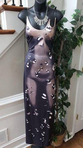 Cape Clique  Women Black & Beige Polyester Strappy Long Maxi Raindrop Dress 12