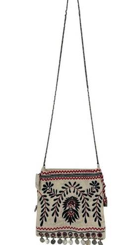 Free People  Emmie Embroidered Crossbody In White Coin Fringe‎