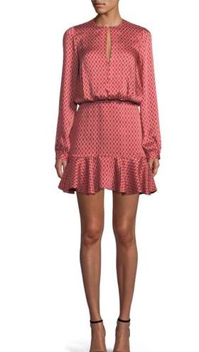 Alexis  Coretti Blouson Top Flounce Hem Printed Mini Dress Women’s Size M