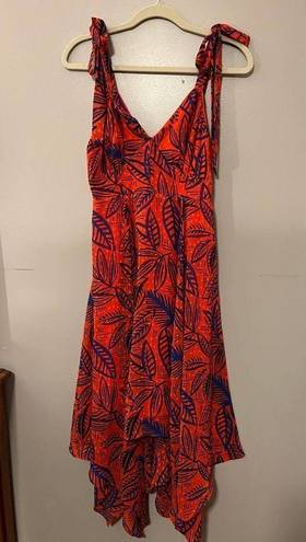 Alexis  for Target Tropical Leaf Tie Strap Asymmetrical Hem Dress Sz. XS