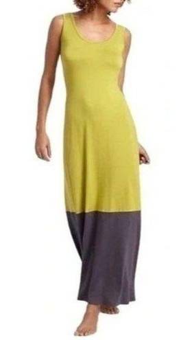 Bordeaux Womens Maxi Dress Size L Lime Gray Colorblock Sleeveless Soft Stretch