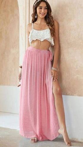 Petal Wrap skirt cover up  pink chiffon bathing suit coverup small