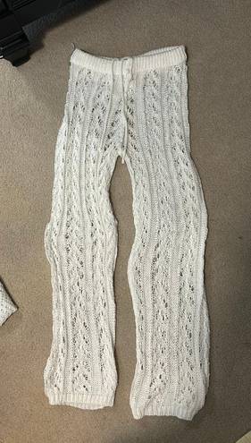 Crotchet Pants Swim Coverup White Size M