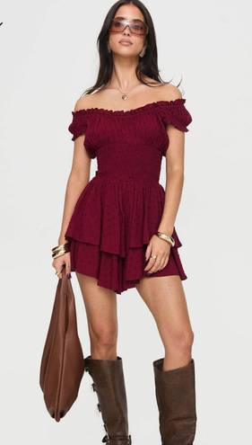 Princess Polly Size 8  Love Galore Romper Deep Cherry Red