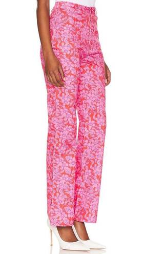 Rolla's  Ivy Mod Floral Bootcut Jeans High Rise SMALL Hippie Barbie Pink NEW