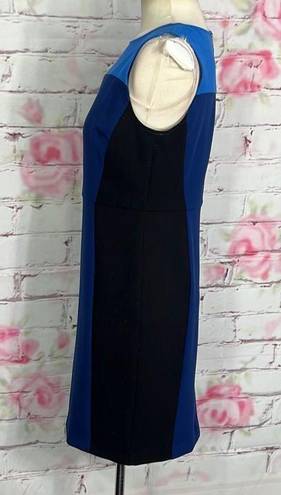 Loft  sleeveless blue black color block business professional office work dress s