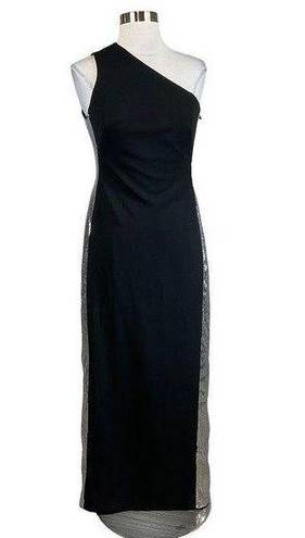 Vince Camuto  Women's Formal Dress Size 6P Black Sequined One Shoulder Long Gown