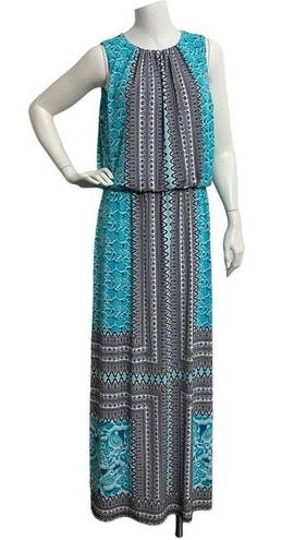 London Times  Collection Sleeveless Maxi Dress Women’s size 10 Blue Black Cruise