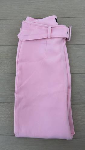 Missguided petite pink belted cigarette trousers