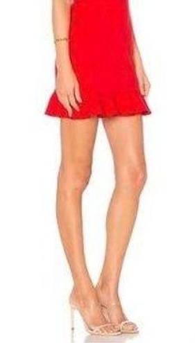 Lovers + Friends Revolve  Flamingo Red Ruffle Skirt Size S