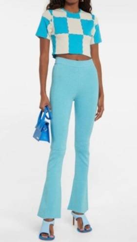 Jacquemus NWT  Le Pantalon Baunhila Ribbed Linen Blend Pants Turquoise EU 46