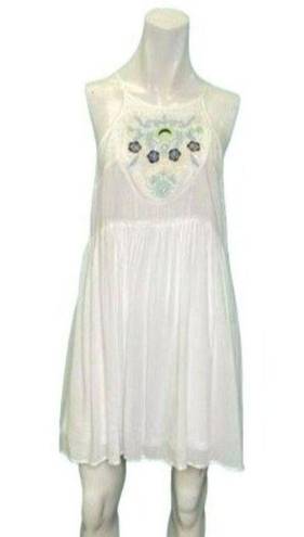 Entro  Boho Floral Mini Dress White Size Medium NWT