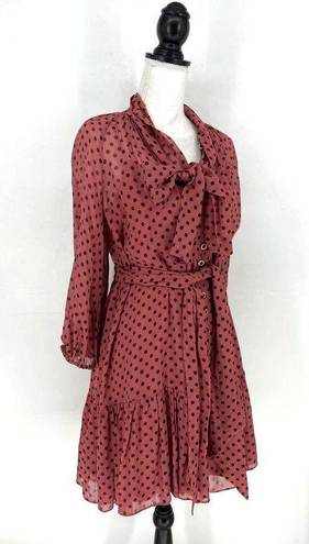 Zimmermann  Polka Dot Bow Chiffon Mini Dress in Burgundy