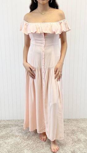 Yumi Kim NEW  Womens S Spring Fling Maxi Dress Cameo Pink Tiered Off Shoulder