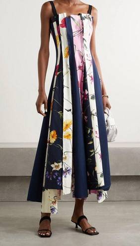 Oscar de la Renta  Mixed Floral Print Poplin Sleeveless Midi Dress NWT Size 6