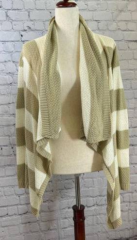 Full Tilt Green & Cream Open Front Cardigan Sweater Womens Large EUC