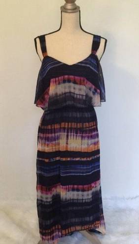 Black Rainn  Maxi Dress Dark Watercolor Stripe Long