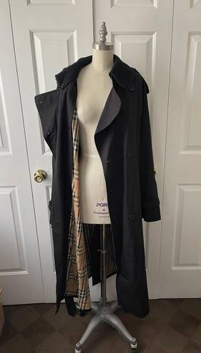 Burberry Authentic Classic Long Black  Trench Coat with removable wool collar