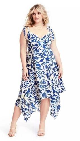 Alexis NWT  x Target Blue Botanical Floral Asymmetrical Hem Dress Size 3X