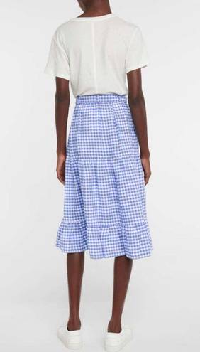 Polo NWT  Ralph Lauren Skirt Linen Midi Gingham Blue Belted Midi Skirt