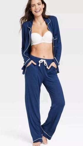 Stars Above Women's Soft Long Sleeve Top and Pants Pajama Set Navy Blue Medium